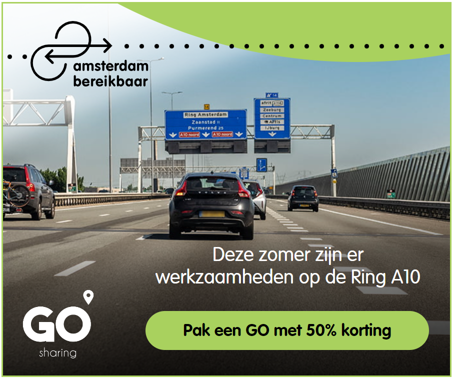 Een advertentie van de mobile display campagne voor de deelvervoeractie in Amsterdam-Noord en IJburg