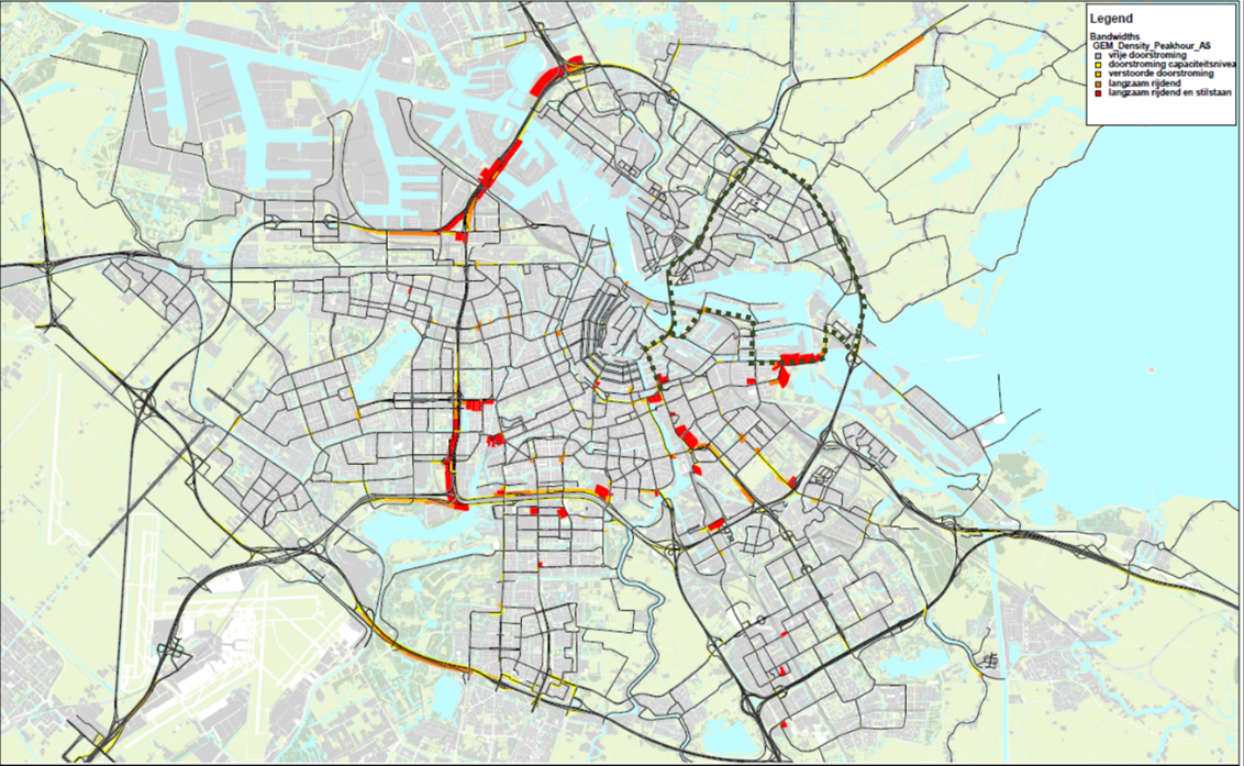 Omleidingsroutes over de weg (zwarte stippellijn)